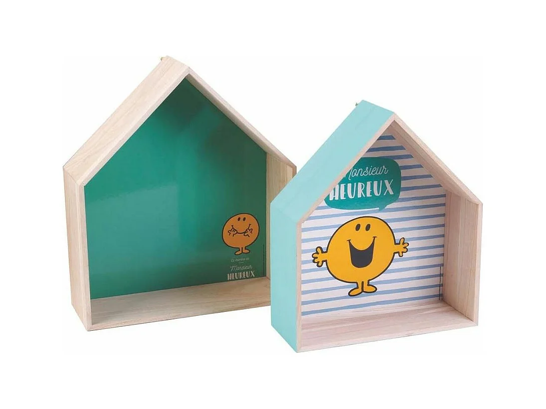 Etagères en bois maison Monsieur Madame (Lot de 2)