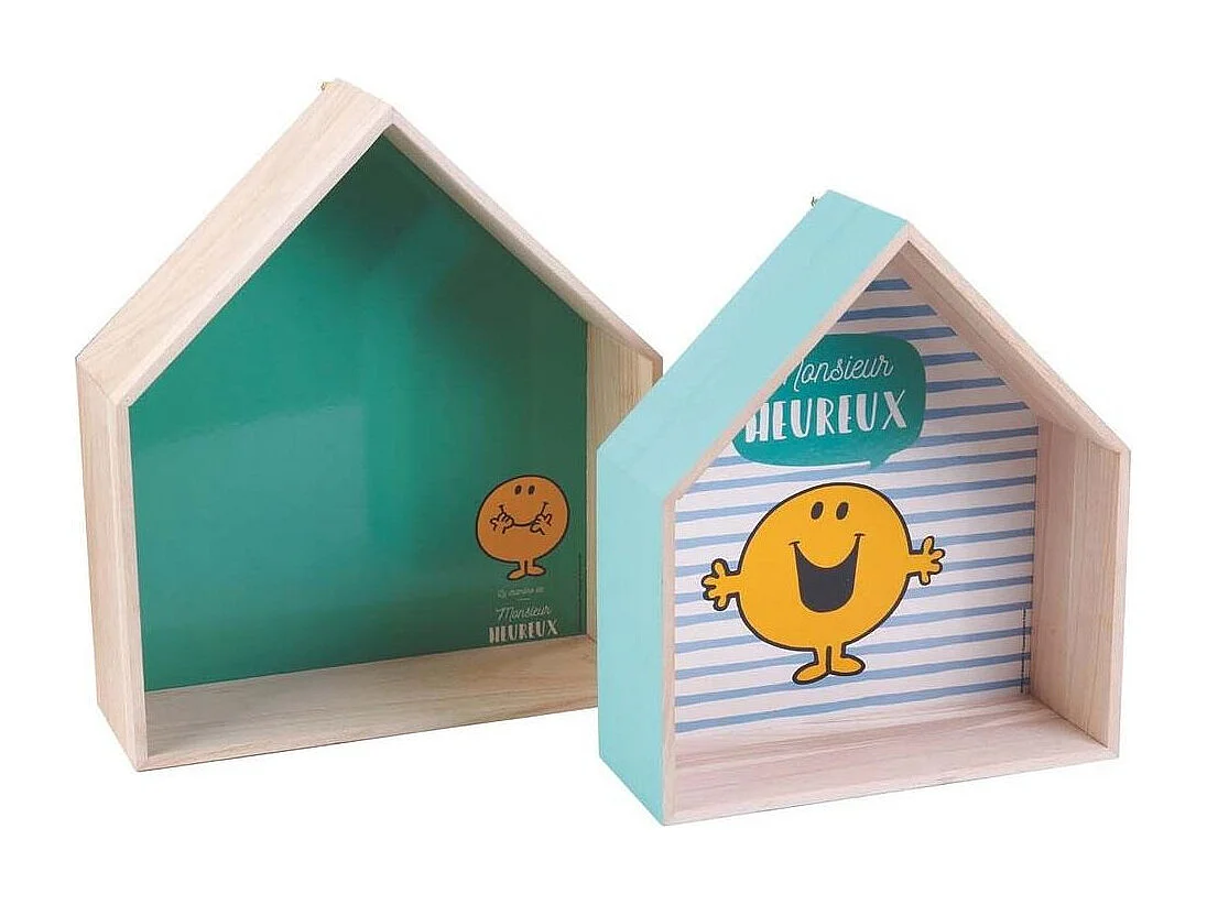 Etagères en bois maison Monsieur Madame (Lot de 2)