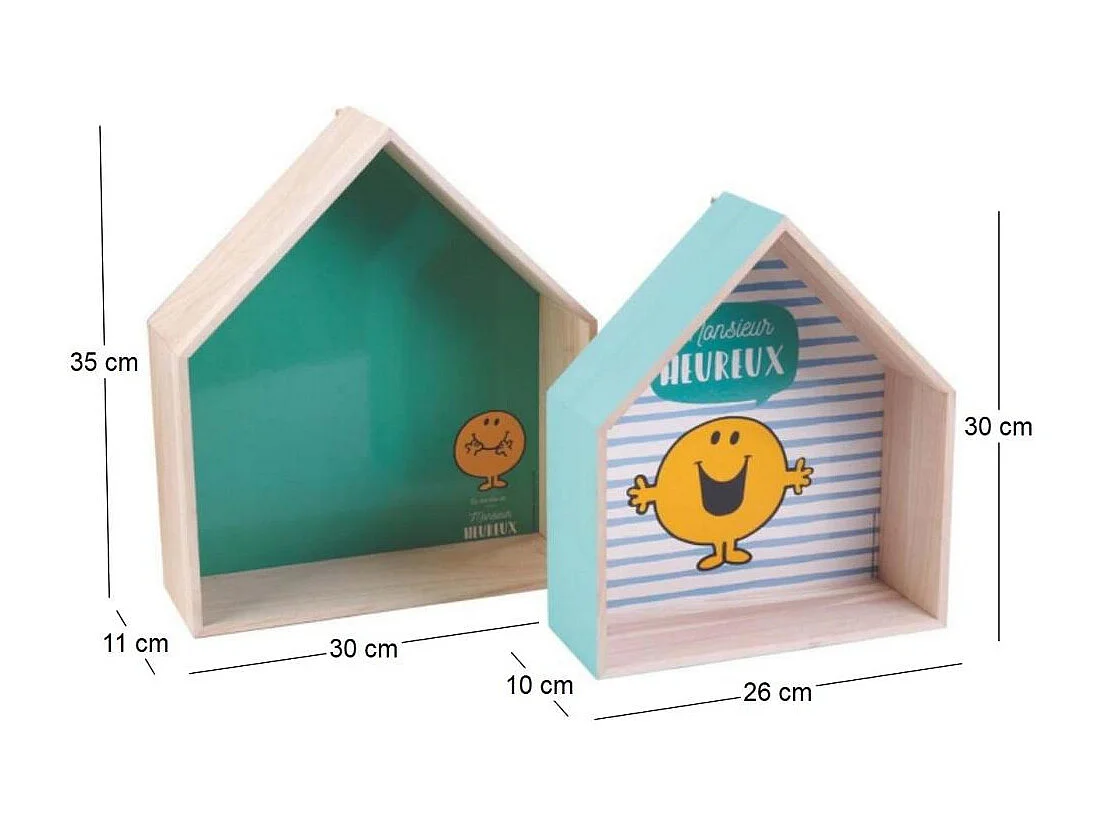 Etagères en bois maison Monsieur Madame (Lot de 2)