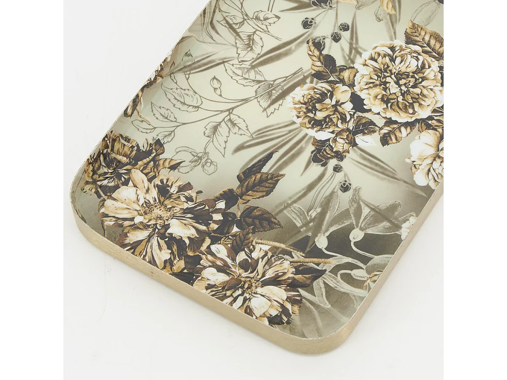 Plateaux rectangulaires en métal Fleurs retro (lot de 2)