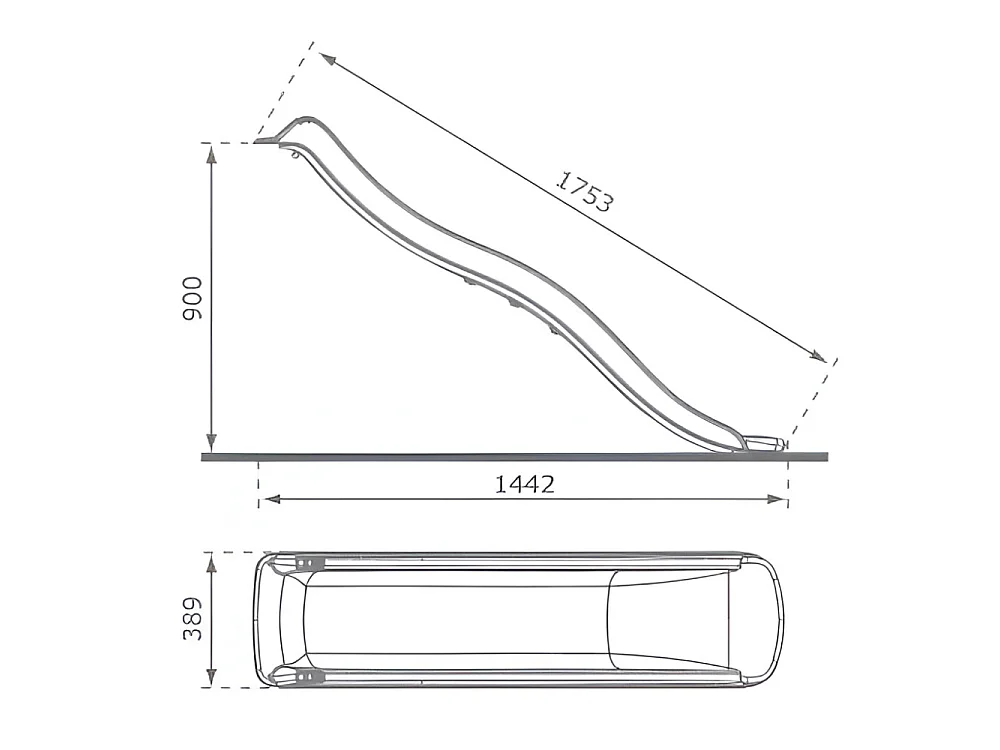 Glissière de toboggan avec vague en PEHD Tweeb 175cm