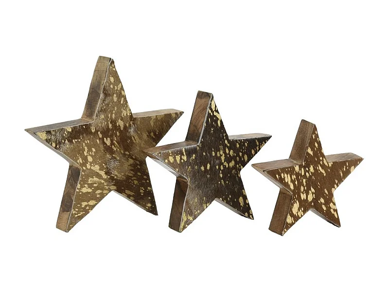 Étoiles à poser en bois et peau de vache