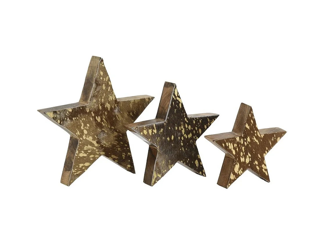 Étoiles à poser en bois et peau de vache