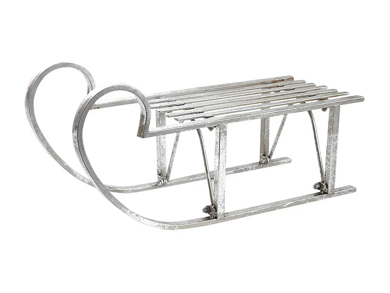 Luge déco en métal argenté