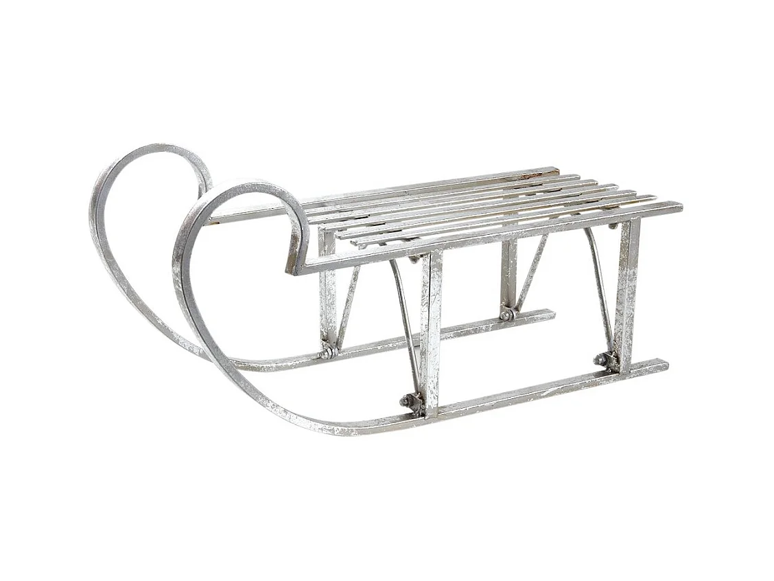 Luge déco en métal argenté