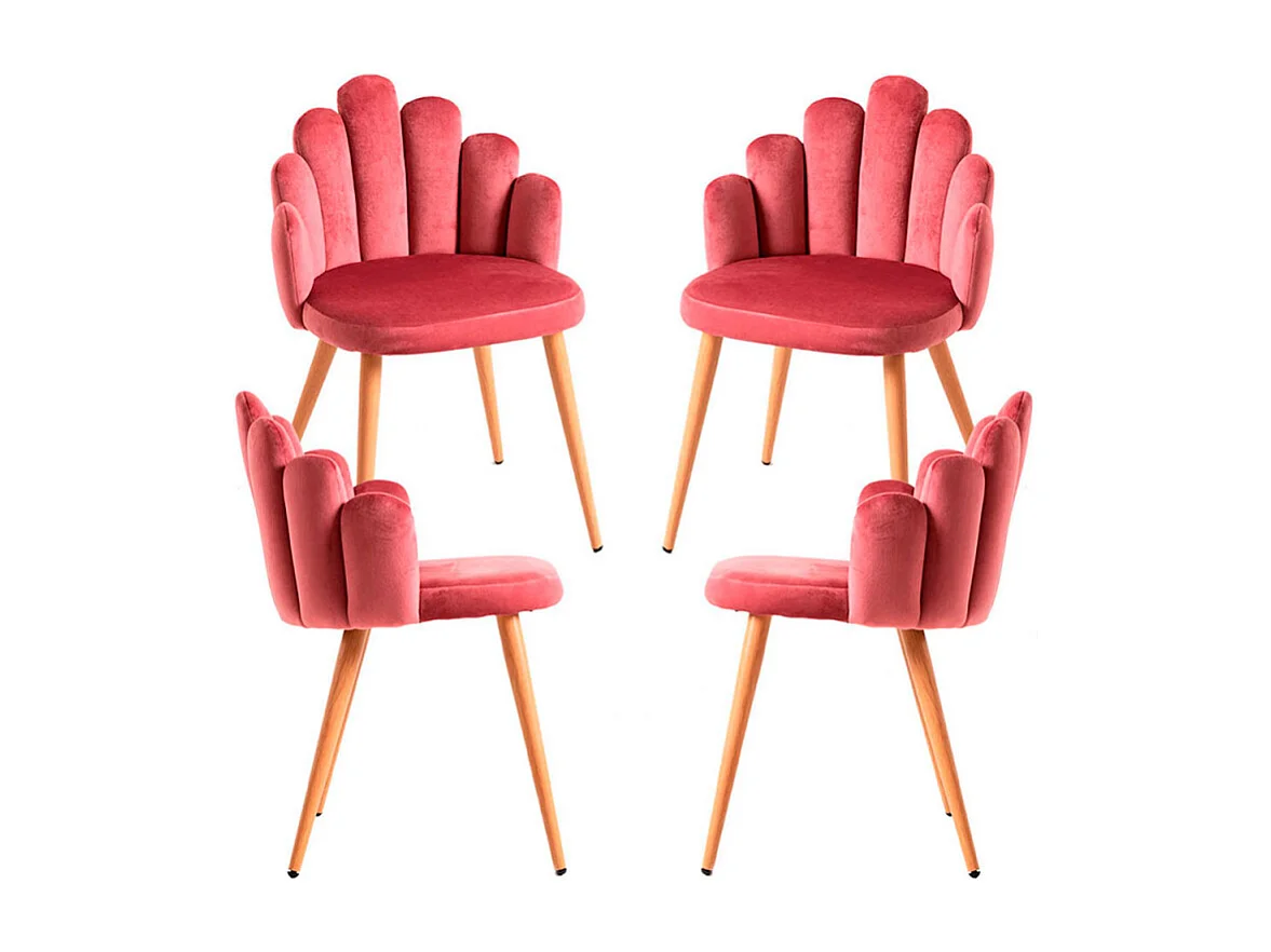 Packs Sillas Comedor - Pack 4 Sillas Hand Terciopelo - Rosa
