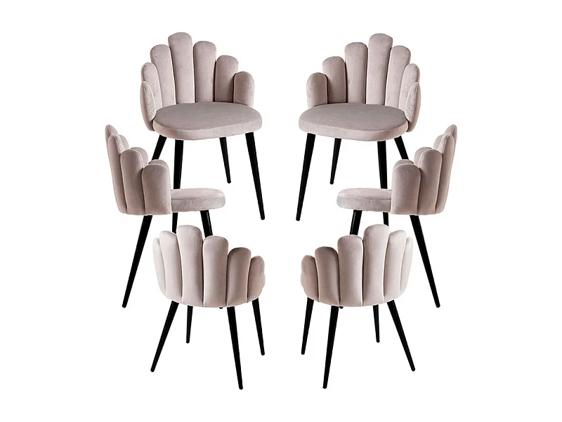 Packs Sillas Comedor - Pack 6 Sillas Hand Patas Negras Terciopelo - Gris