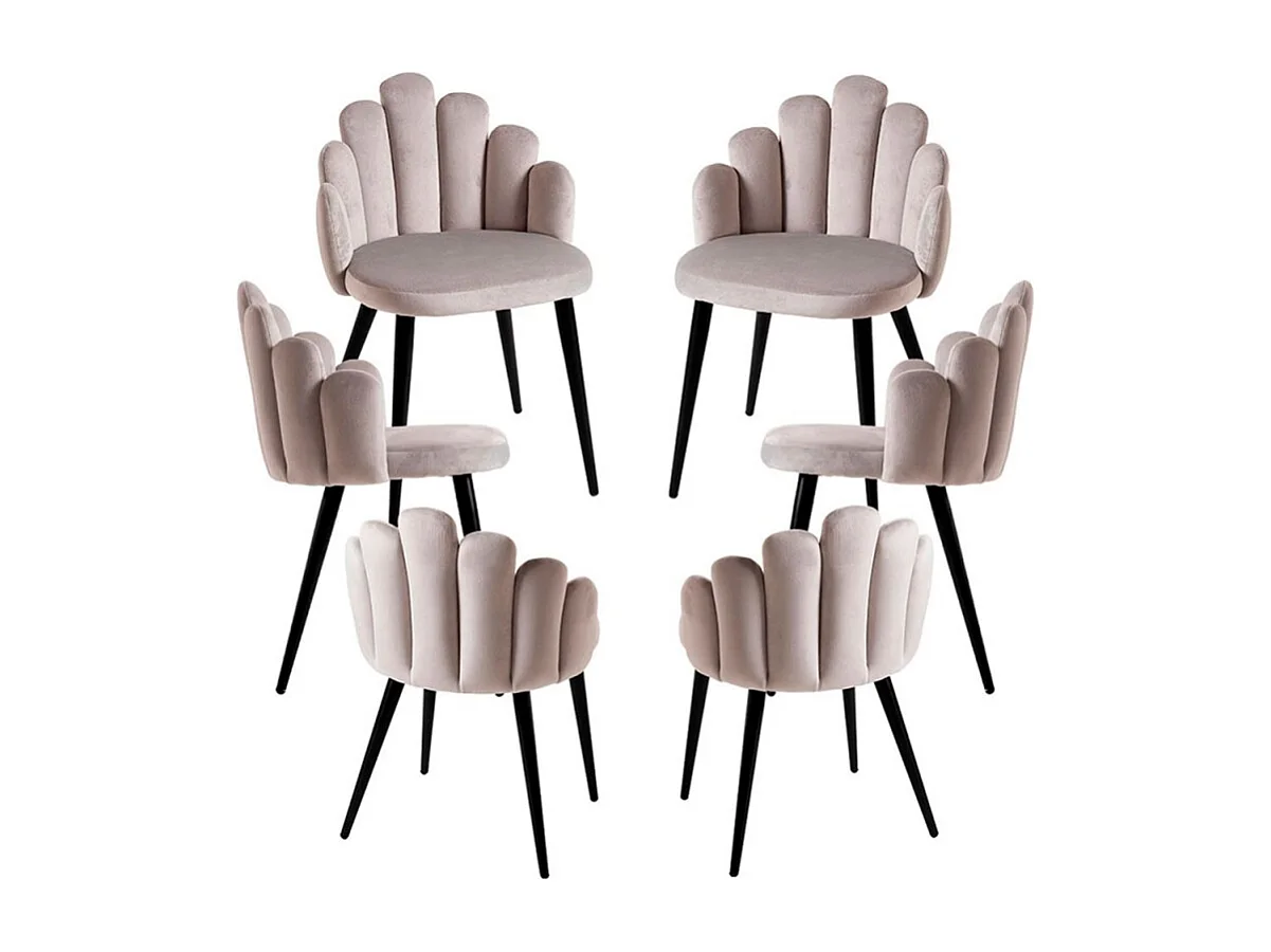 Packs Sillas Comedor - Pack 6 Sillas Hand Patas Negras Terciopelo - Gris