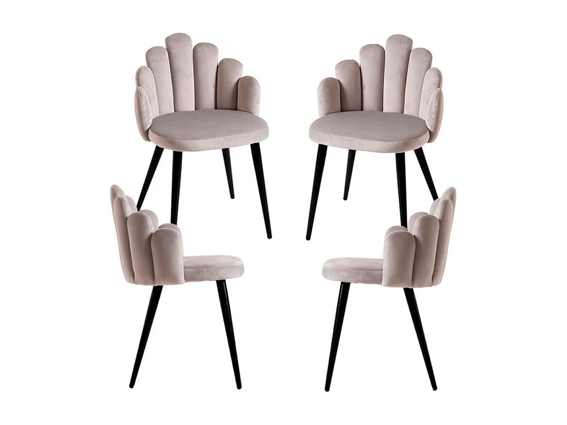 Packs Sillas Comedor - Pack 4 Sillas Hand Patas Negras Terciopelo - Gris