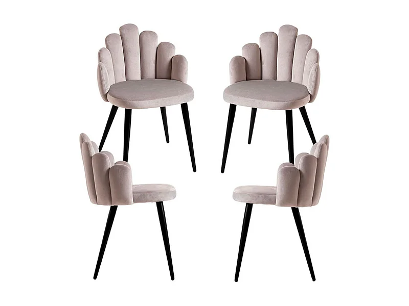 Packs Sillas Comedor - Pack 4 Sillas Hand Patas Negras Terciopelo - Gris