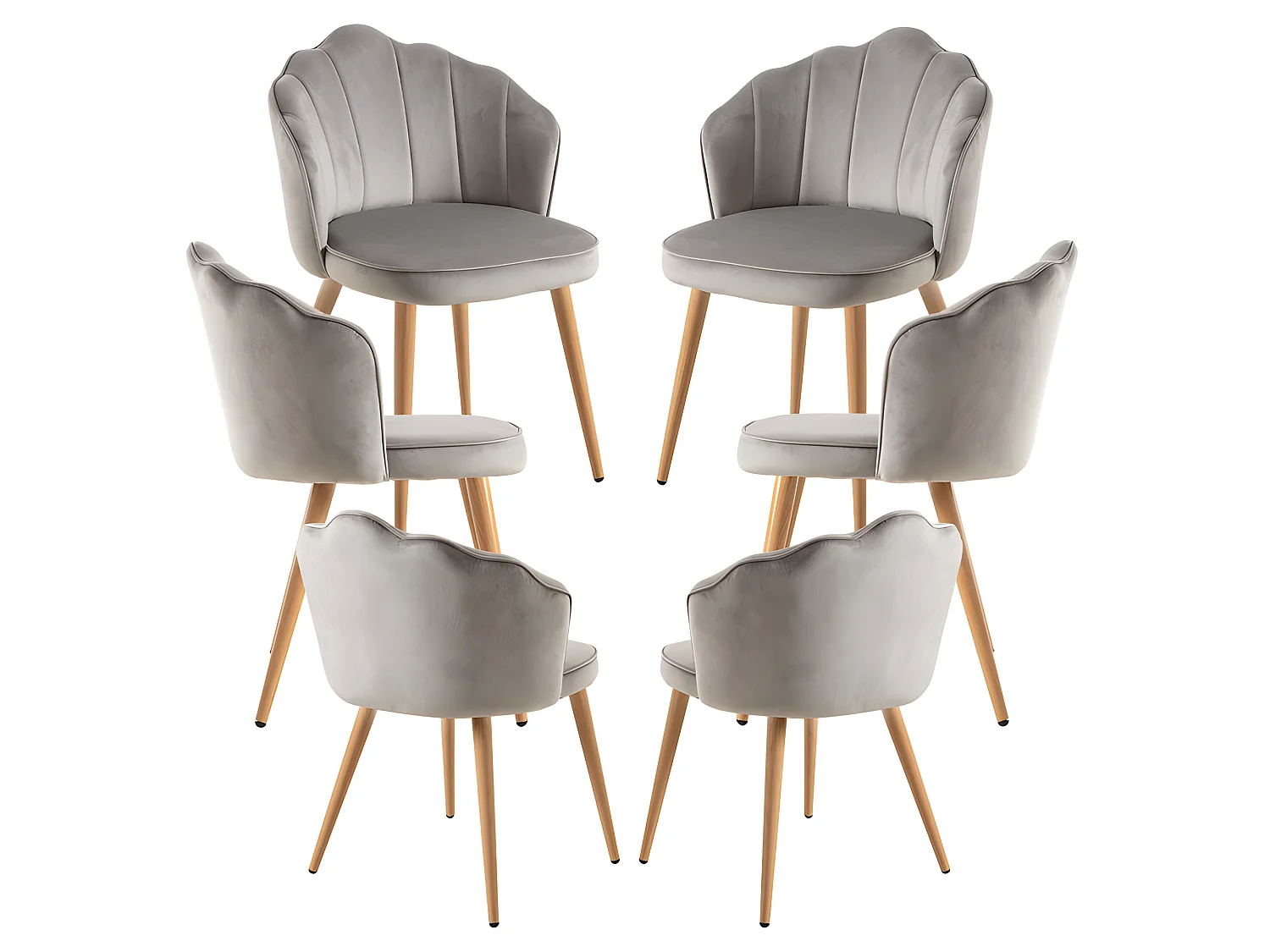 Packs Sillas Comedor - Pack 6 Sillas Blume Terciopelo - Gris claro