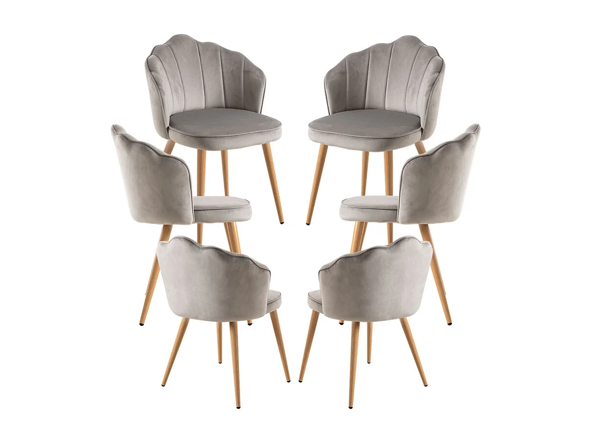 Packs Sillas Comedor - Pack 6 Sillas Blume Terciopelo - Gris claro