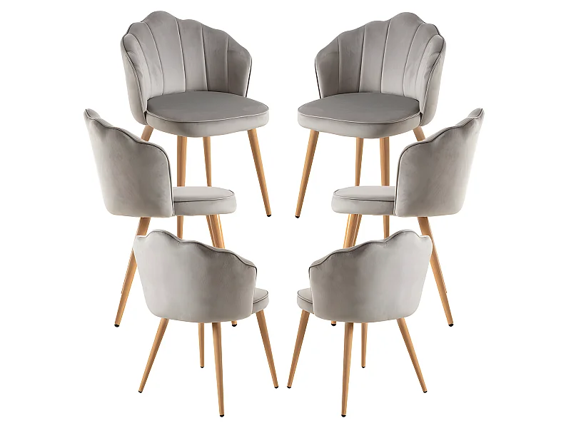 Packs Sillas Comedor - Pack 6 Sillas Blume Terciopelo - Gris claro