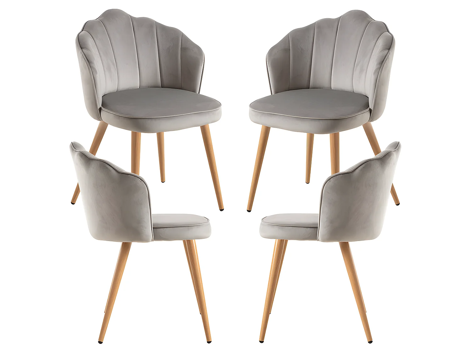 Packs Sillas Comedor - Pack 4 Sillas Blume Terciopelo - Gris claro