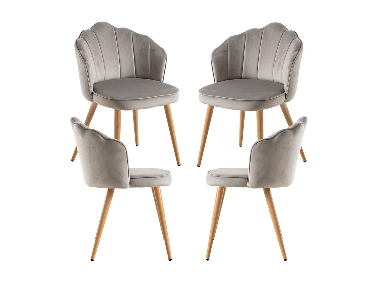 Packs Sillas Comedor - Pack 4 Sillas Blume Terciopelo - Gris claro