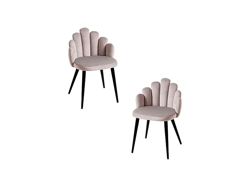 Packs Sillas Comedor - Pack 2 Sillas Hand Terciopelo Patas Negras - Gris