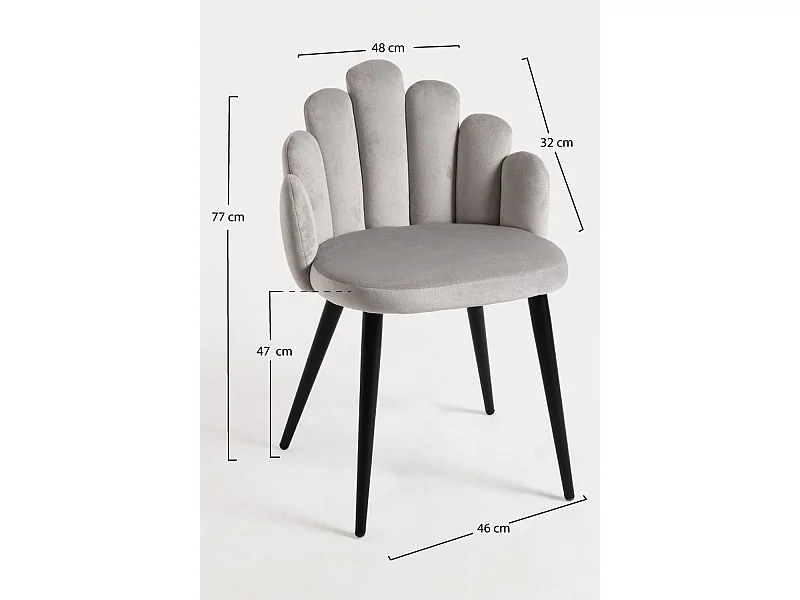 Packs Sillas Comedor - Pack 2 Sillas Hand Terciopelo Patas Negras - Gris