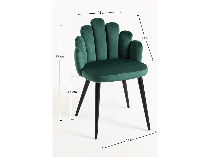 Packs Sillas Comedor - Pack 6 Sillas Hand Patas Negras Terciopelo - Verde