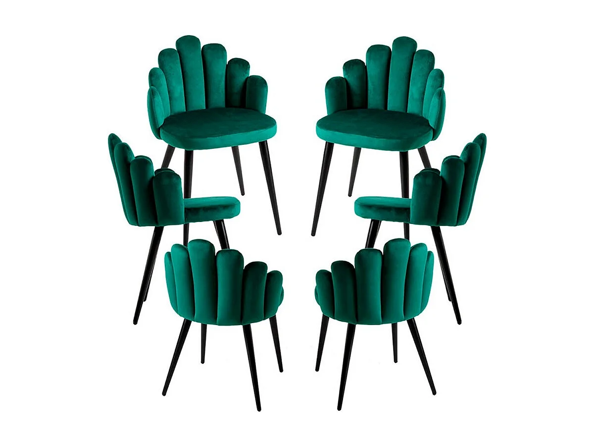 Packs Sillas Comedor - Pack 6 Sillas Hand Patas Negras Terciopelo - Verde