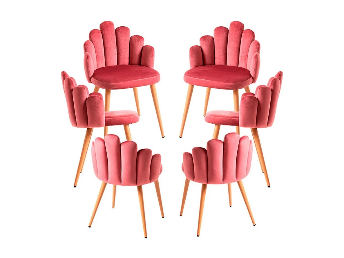 Packs Sillas Comedor - Pack 6 Sillas Hand Terciopelo - Rosa