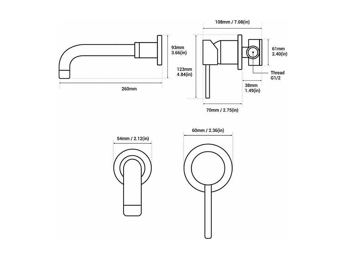 Grifo lavabo empotrado monomando largo CAIMAN gris Cromado