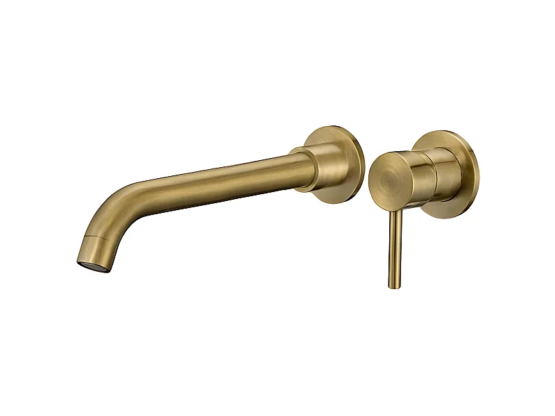 Grifo lavabo empotrado monomando largo CAIMAN dorado envejecido