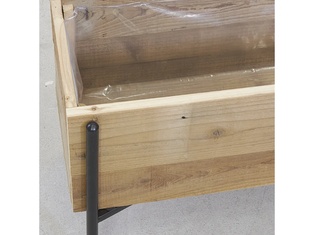 Jardinière en bois avec treillis en métal + 4 seaux