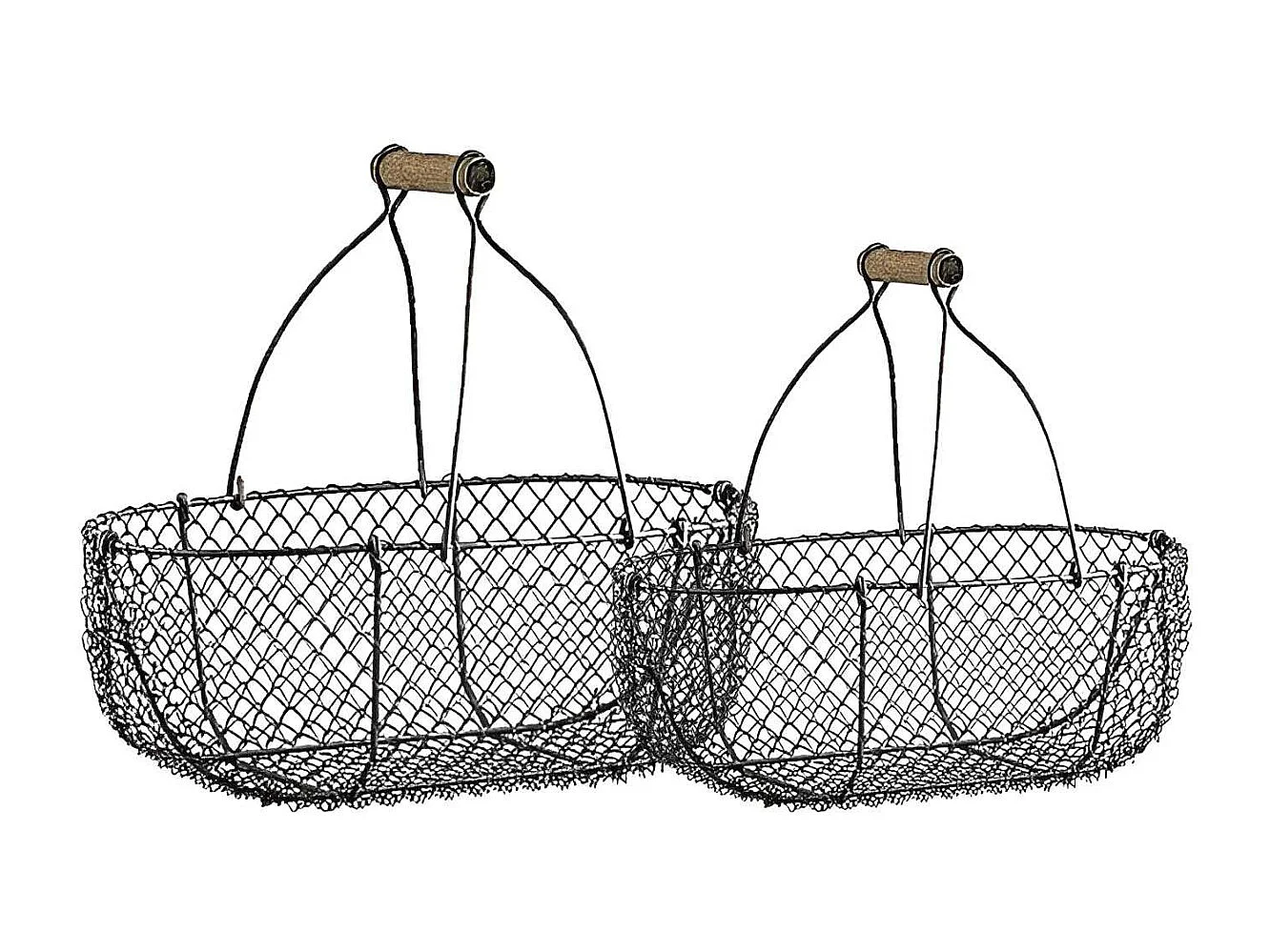 Paniers en grillage vieilli et bois (Lot de 2)