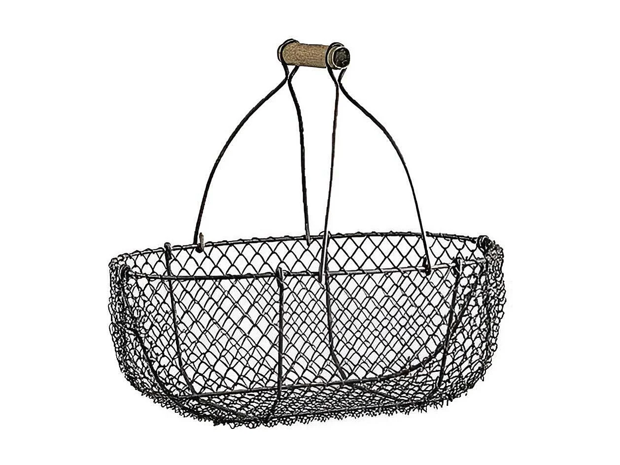 Paniers en grillage vieilli et bois (Lot de 2)