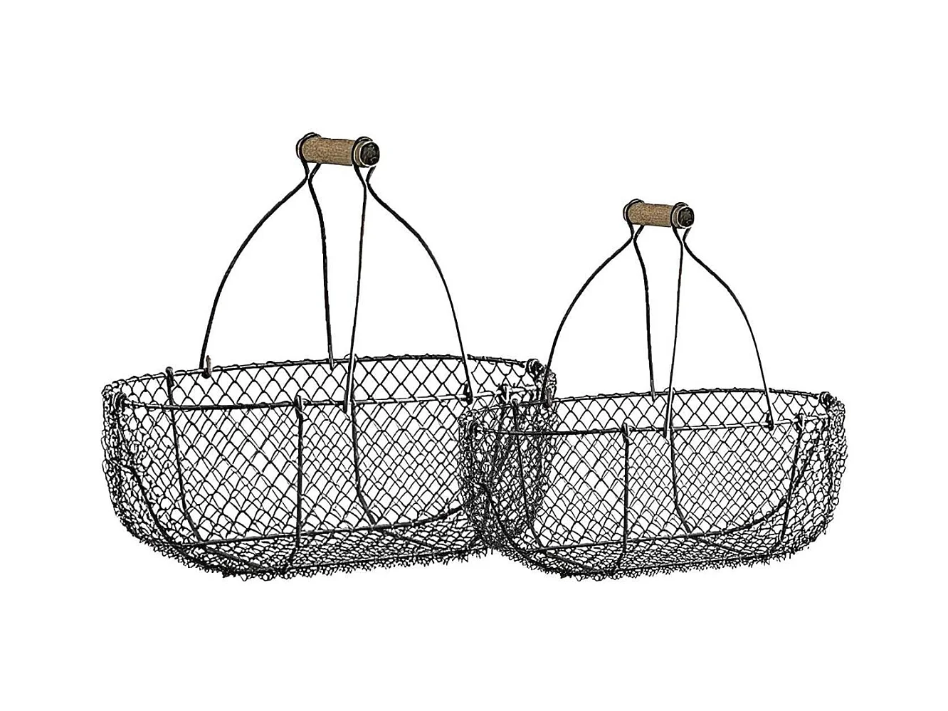 Körbe aus gealtertem Draht und Holz (Doppelpack)