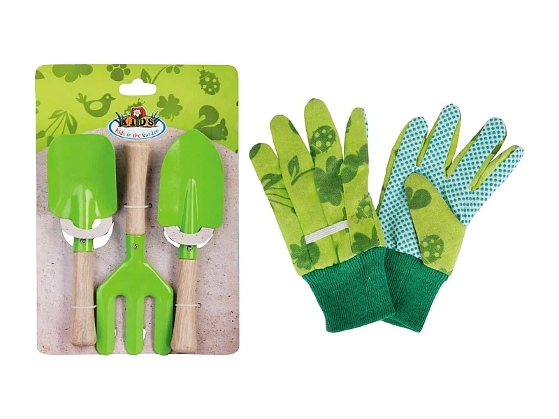 Set jardinage enfant 3 pièces  avec gants