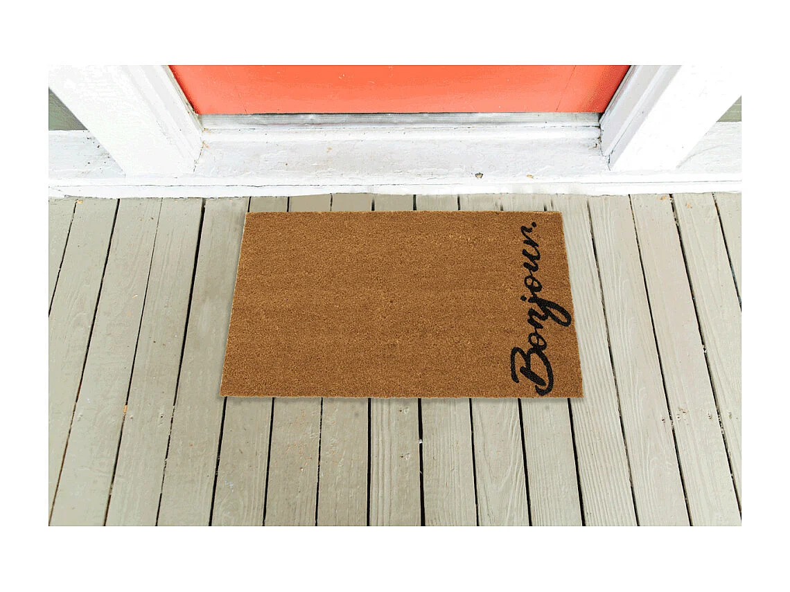 Paillasson coco intérieur extérieur 75 x 45 cm Bonjour