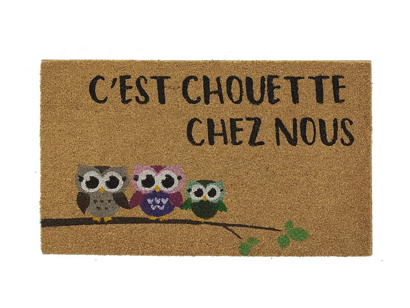 Paillasson coco intérieur extérieur 75 x 45 cm C'est chouette chez nous