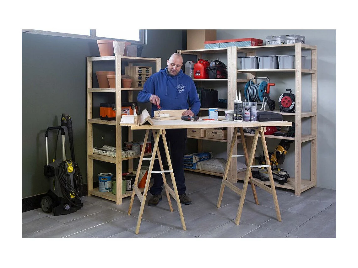 Tréteau en pin 1m de hauteur section 50x23 mm (Lot de 2)