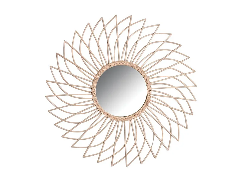 Miroir spirale en rotin naturel