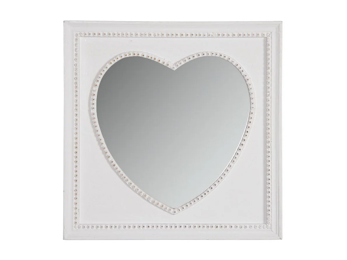 Miroir carré coeur blanc