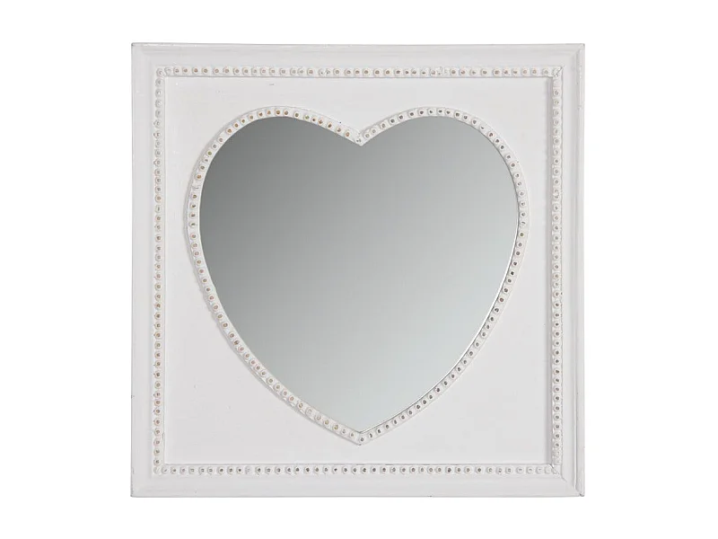 Miroir carré coeur blanc