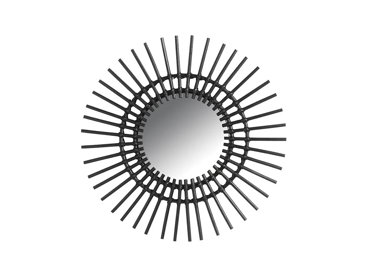 Miroir déco Vintage rotin noir
