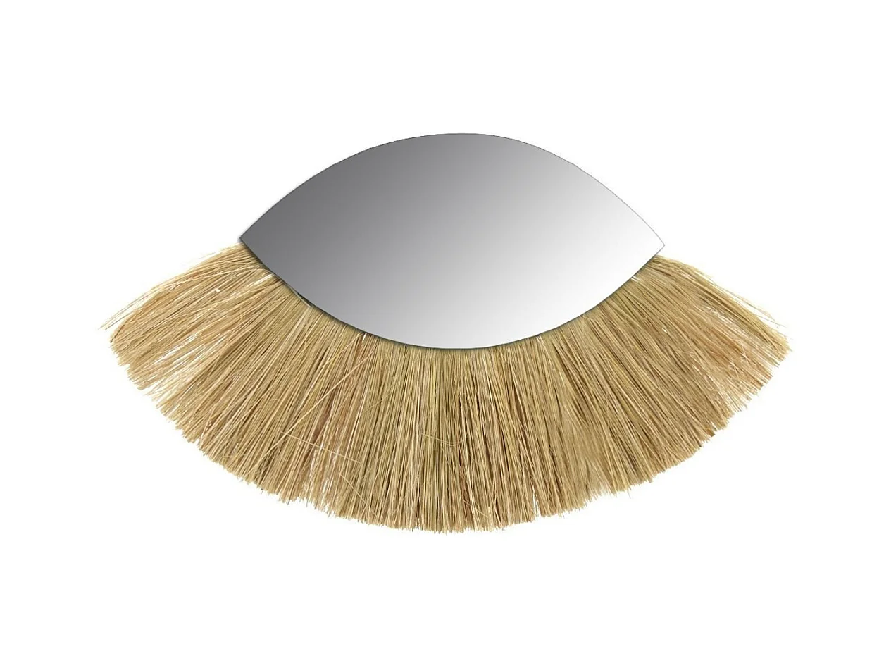 Miroir oeil en jonc naturel et verre