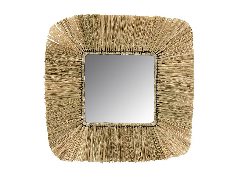 Miroir carré en jonc naturel