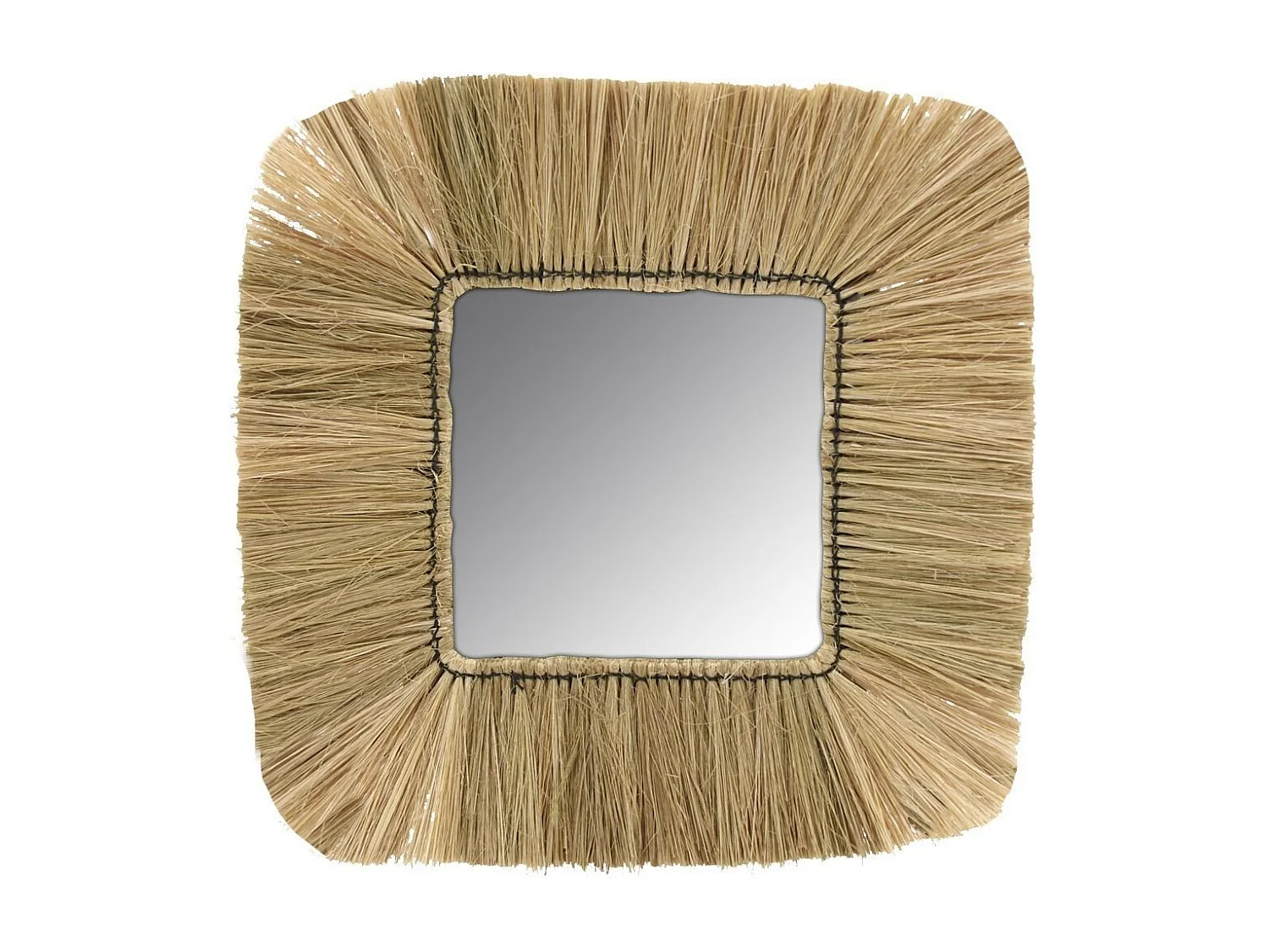 Miroir carré en jonc naturel