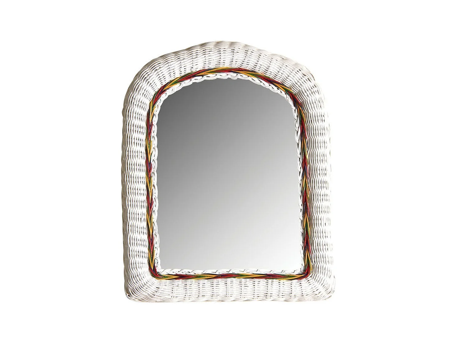 Miroir en moelle de rotin laqué blanc