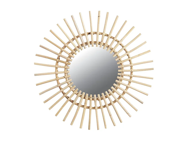 Retro-Spiegel aus Rattan "Soleil"