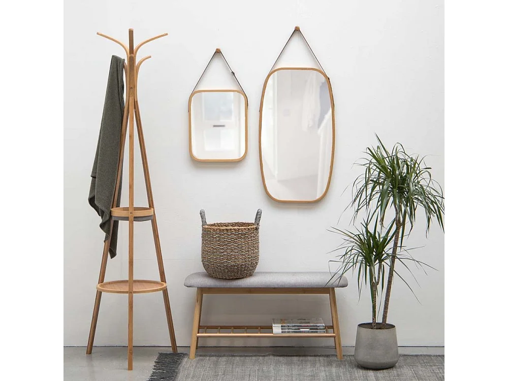 Miroir carré en bambou à suspendre Idyllic Naturel