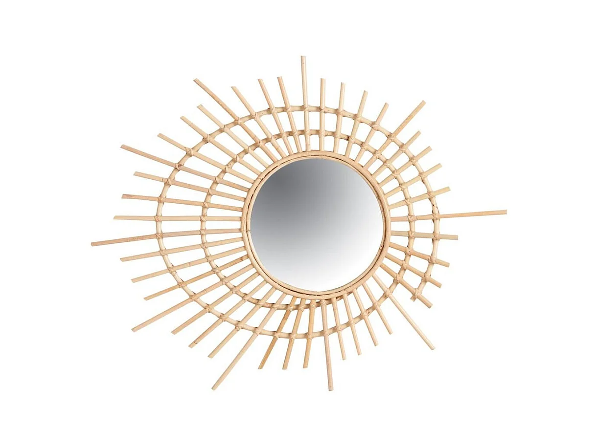 Miroir spirale en rotin