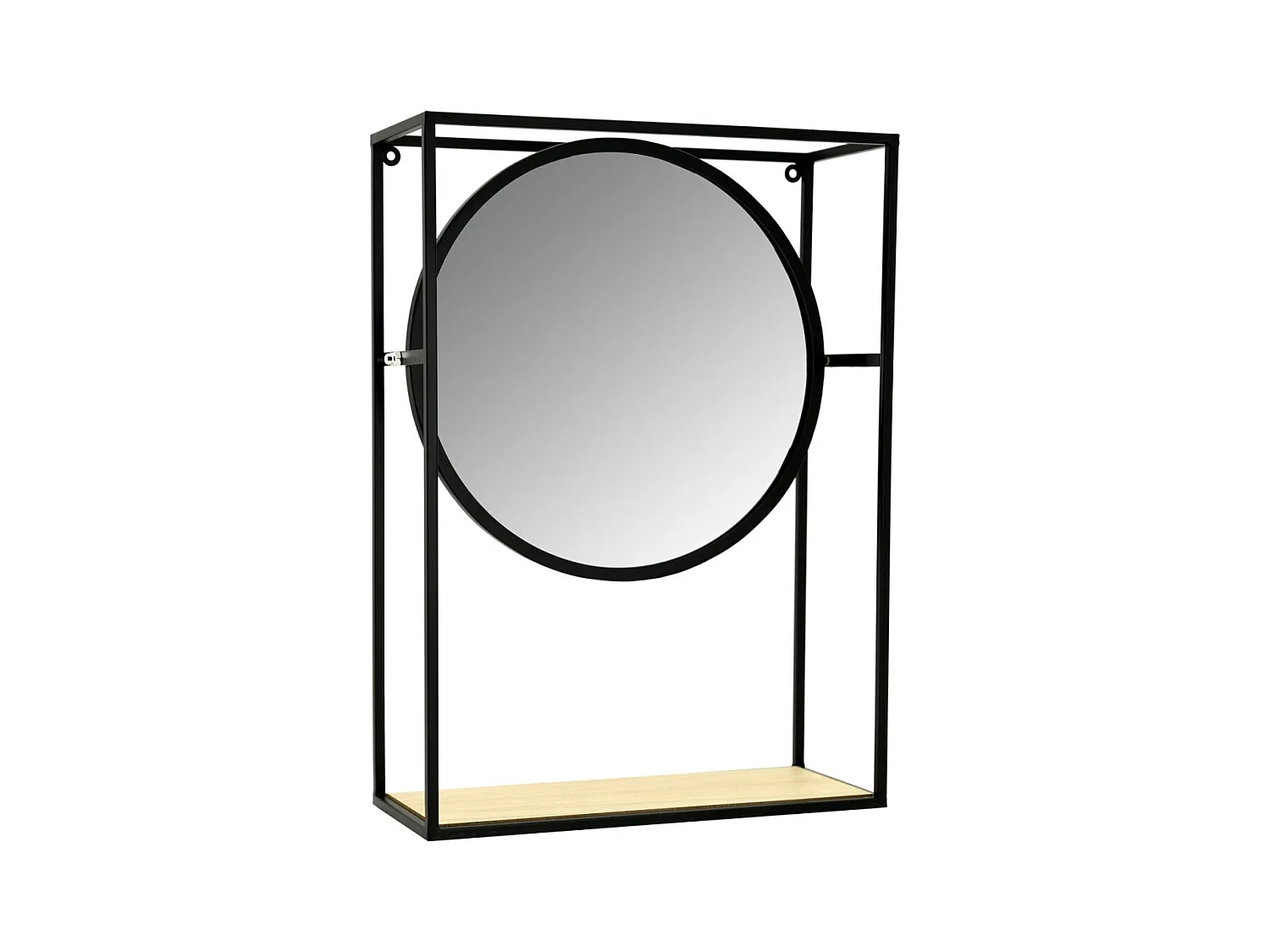 Miroir étagère en métal, verre et bois
