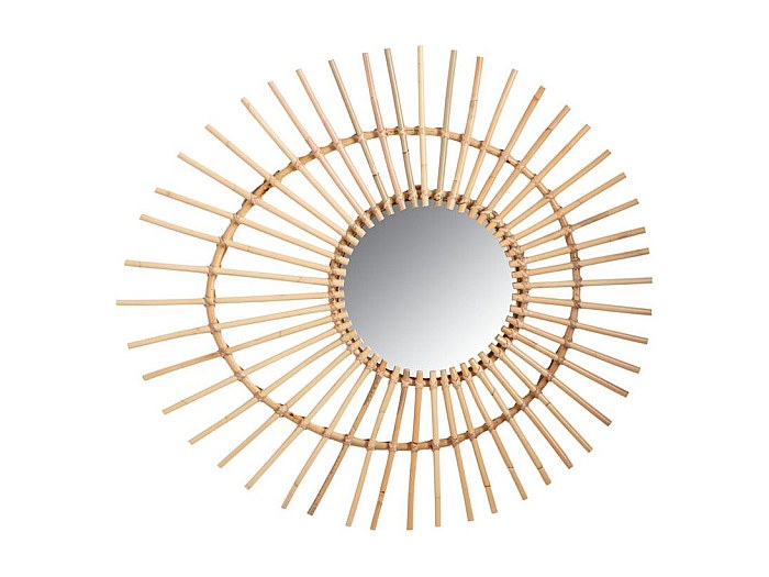Espelho Rattan Decorativo Étnico 70cm Único