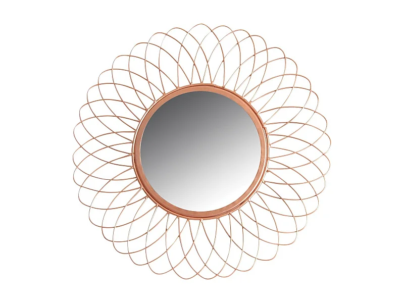 Miroir rond en métal cuivré