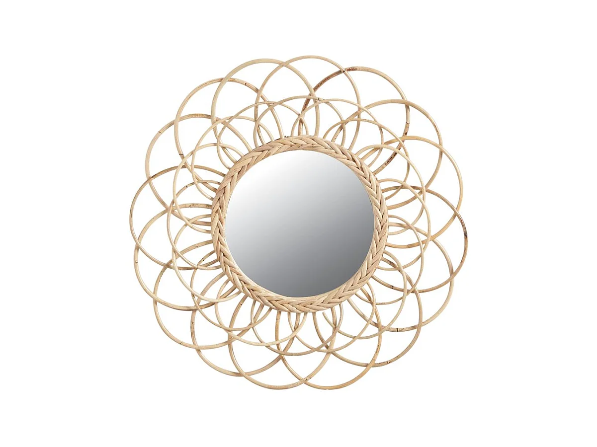 Miroir en rotin Fleur