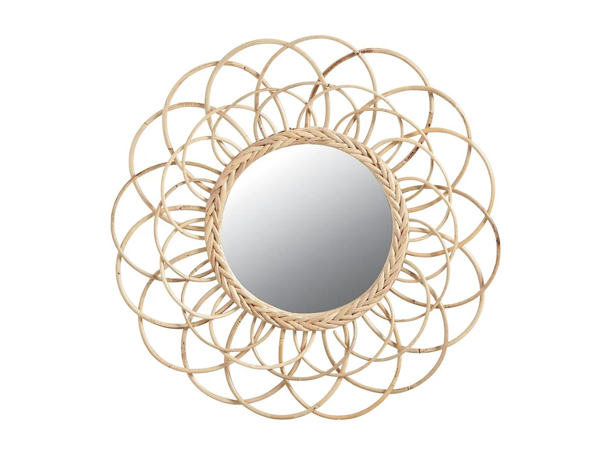 Miroir en rotin Fleur 54 cm